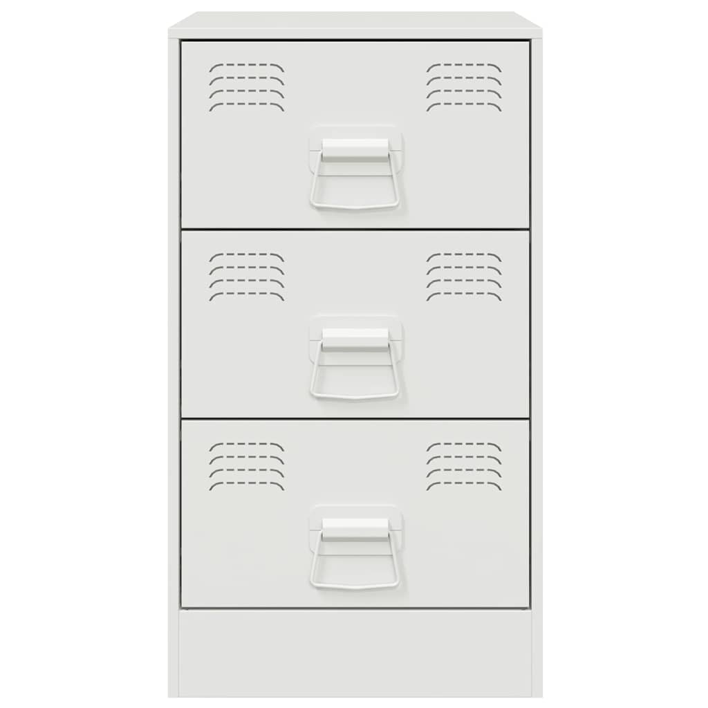 vidaXL Noptiere, 2 buc., alb, 34,5x39x62 cm, oțel