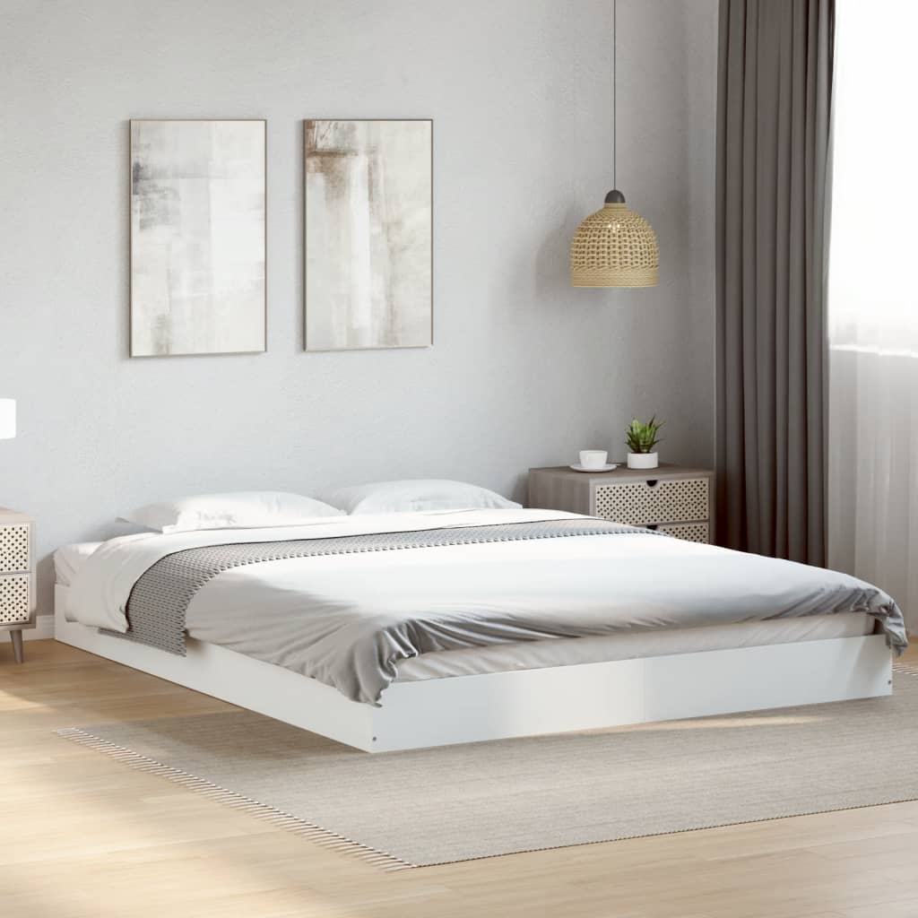 vidaXL Cadru de pat fără saltea, alb, 160x200 cm, lemn de prelucrare vidaXL Cadru de pat fără saltea, alb, 160x200 cm, lemn de prelucrare