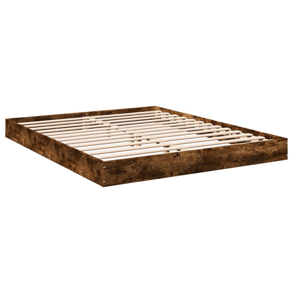 vidaXL Cadru de pat fără saltea Stejar afumat 160x200cm Lemn prelucrat