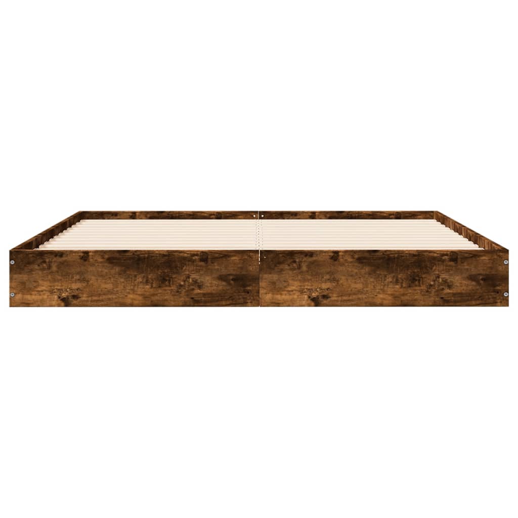 vidaXL Cadru de pat fără saltea Stejar afumat 160x200cm Lemn prelucrat