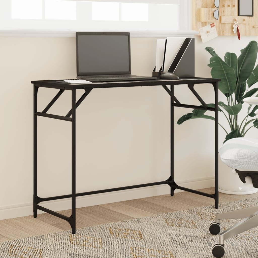 vidaXL Birou negru 100x45x76cm lemn compozit/oțel vopsit electrostatic