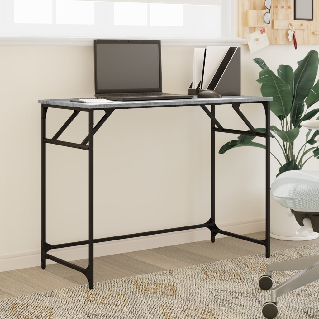 vidaXL Birou gri sonoma 100x45x76 cm lemn/oțel vopsit electrostatic vidaXL Birou gri sonoma 100x45x76 cm lemn/oțel vopsit electrostatic