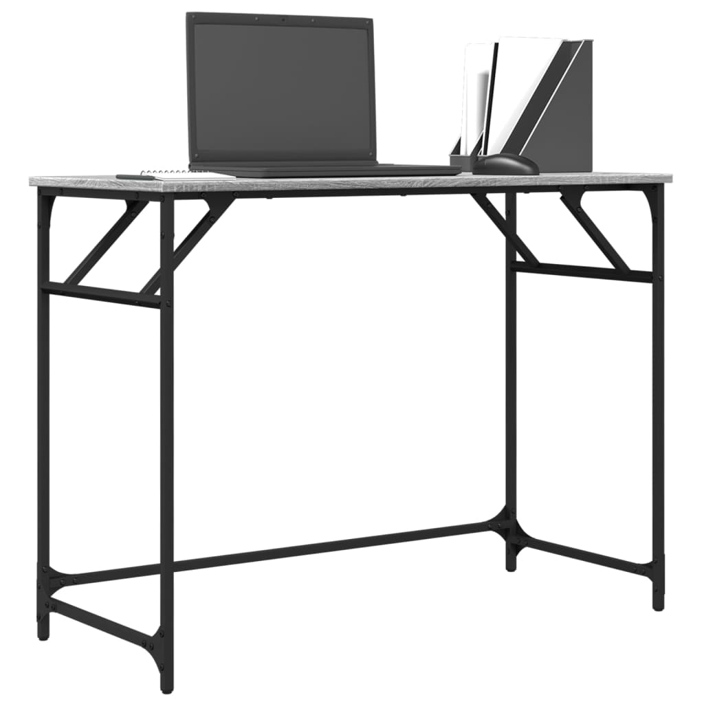 vidaXL Birou gri sonoma 100x45x76 cm lemn/oțel vopsit electrostatic vidaXL Birou gri sonoma 100x45x76 cm lemn/oțel vopsit electrostatic