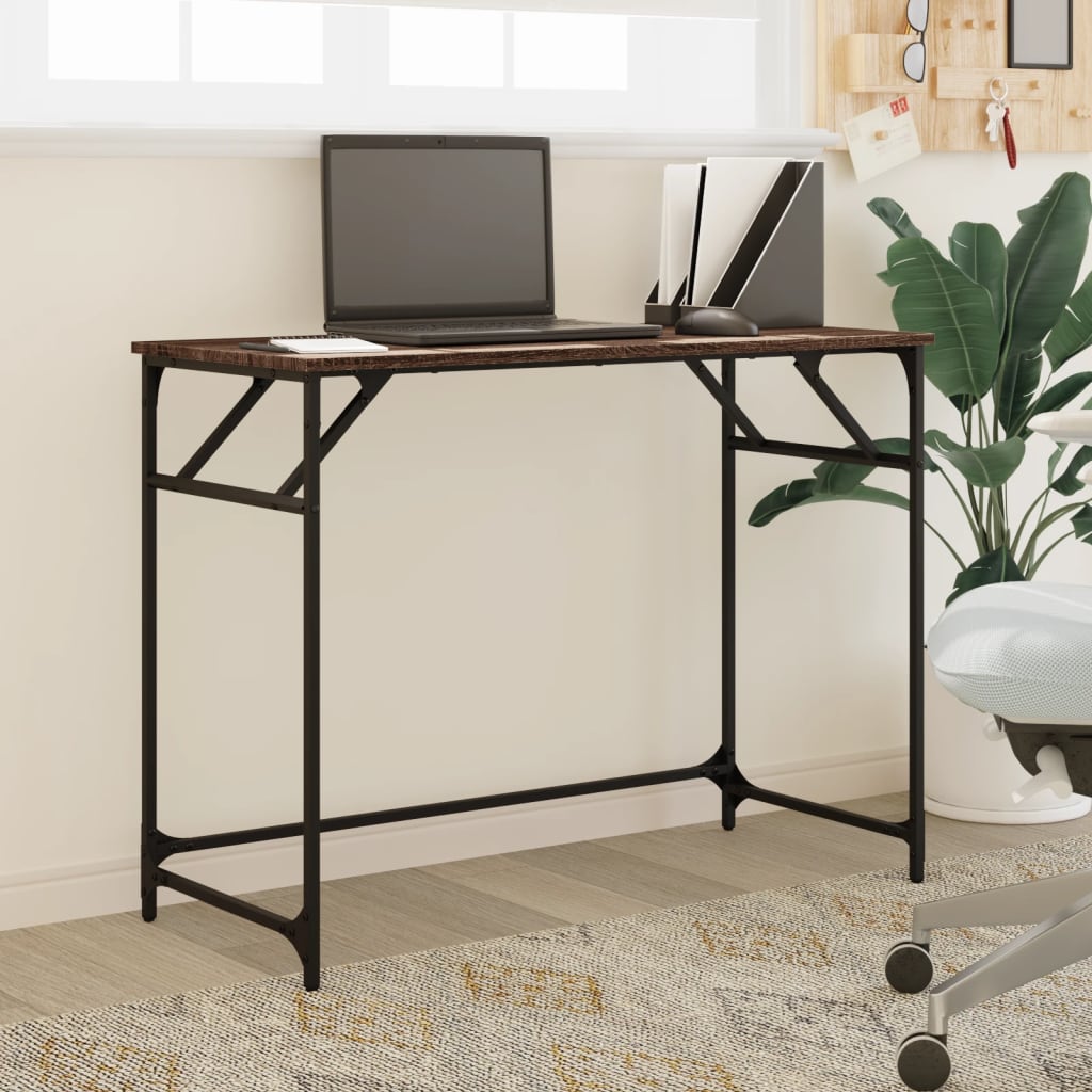 vidaXL Birou stejar maro 100x45x76 cm lemn/oțel vopsit electrostatic