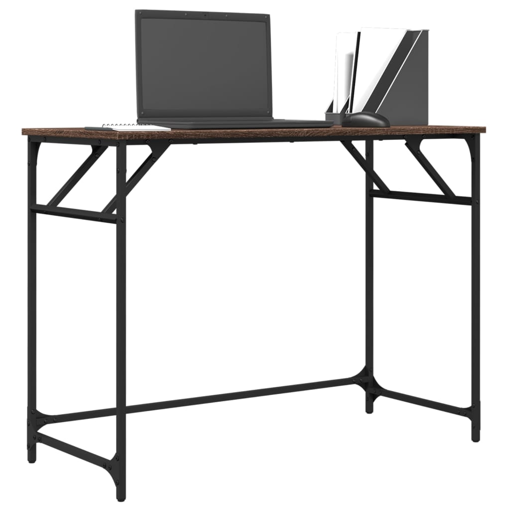 vidaXL Birou stejar maro 100x45x76 cm lemn/oțel vopsit electrostatic