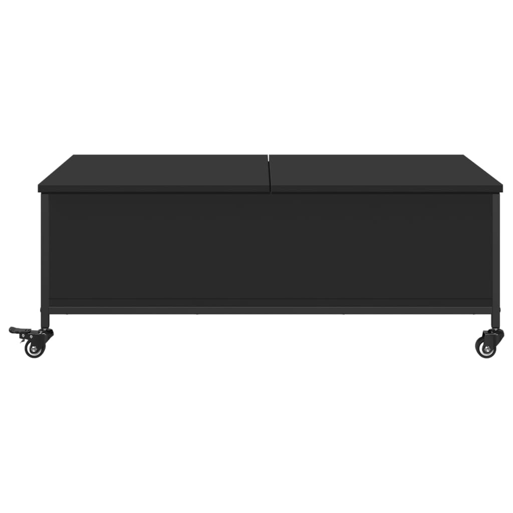 vidaXL Măsuță de cafea cu roți, negru, 91x55x34 cm, lemn prelucrat vidaXL Măsuță de cafea cu roți, negru, 91x55x34 cm, lemn prelucrat