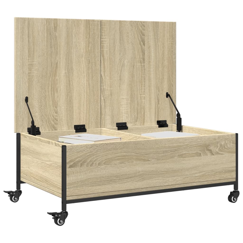 vidaXL Măsuță cafea cu roți stejar sonoma 91x55x34 cm lemn prelucrat vidaXL Măsuță cafea cu roți stejar sonoma 91x55x34 cm lemn prelucrat