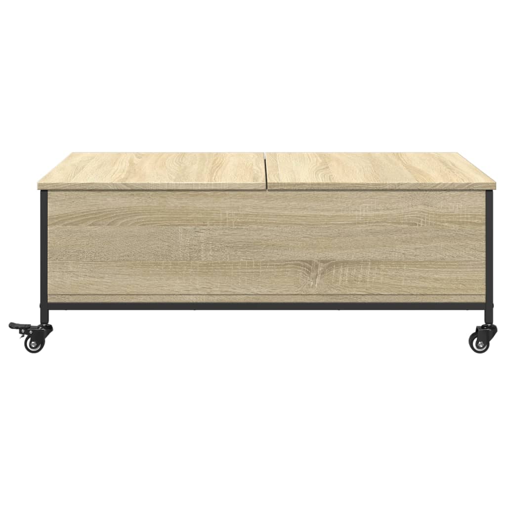vidaXL Măsuță cafea cu roți stejar sonoma 91x55x34 cm lemn prelucrat vidaXL Măsuță cafea cu roți stejar sonoma 91x55x34 cm lemn prelucrat