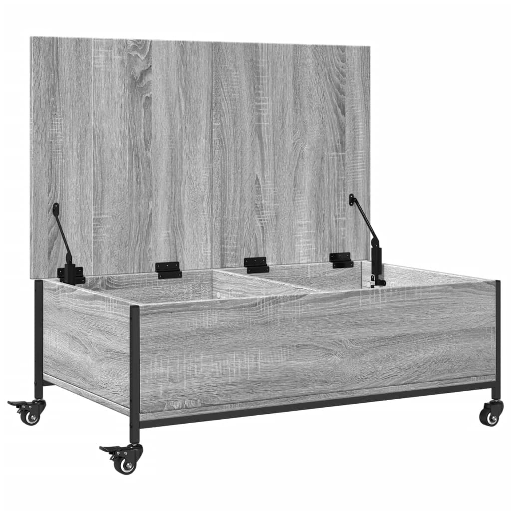 vidaXL Măsuță cafea cu roți sonoma gri 91x55x34 cm lemn prelucrat vidaXL Măsuță cafea cu roți sonoma gri 91x55x34 cm lemn prelucrat