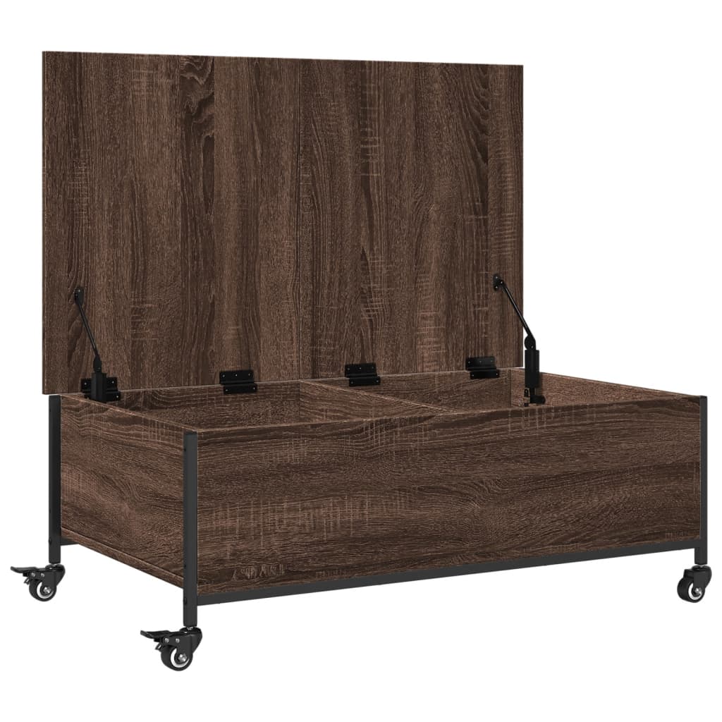 vidaXL Măsuță cafea cu roți stejar maro 91x55x34 cm lemn prelucrat vidaXL Măsuță cafea cu roți stejar maro 91x55x34 cm lemn prelucrat