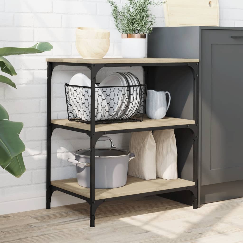 vidaXL Cărucior de bucătărie stejar sonoma 60x41x76 cm lemn prelucrat vidaXL Cărucior de bucătărie stejar sonoma 60x41x76 cm lemn prelucrat