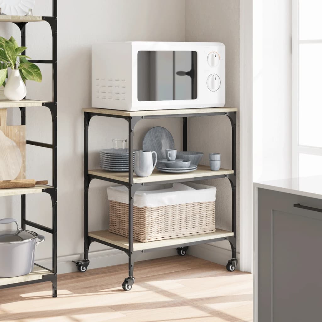 vidaXL Cărucior de bucătărie stejar sonoma 60x41x76 cm lemn prelucrat vidaXL Cărucior de bucătărie stejar sonoma 60x41x76 cm lemn prelucrat
