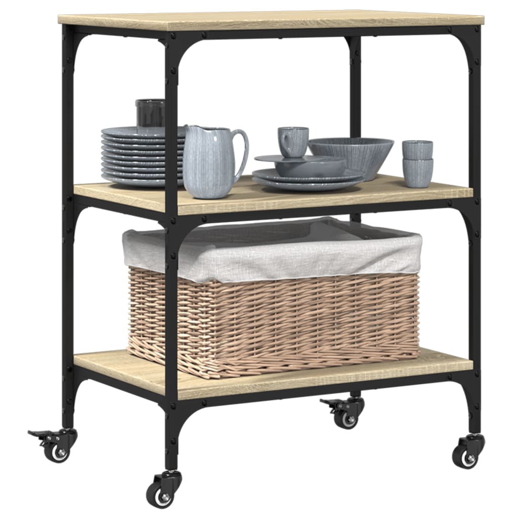 vidaXL Cărucior de bucătărie stejar sonoma 60x41x76 cm lemn prelucrat vidaXL Cărucior de bucătărie stejar sonoma 60x41x76 cm lemn prelucrat