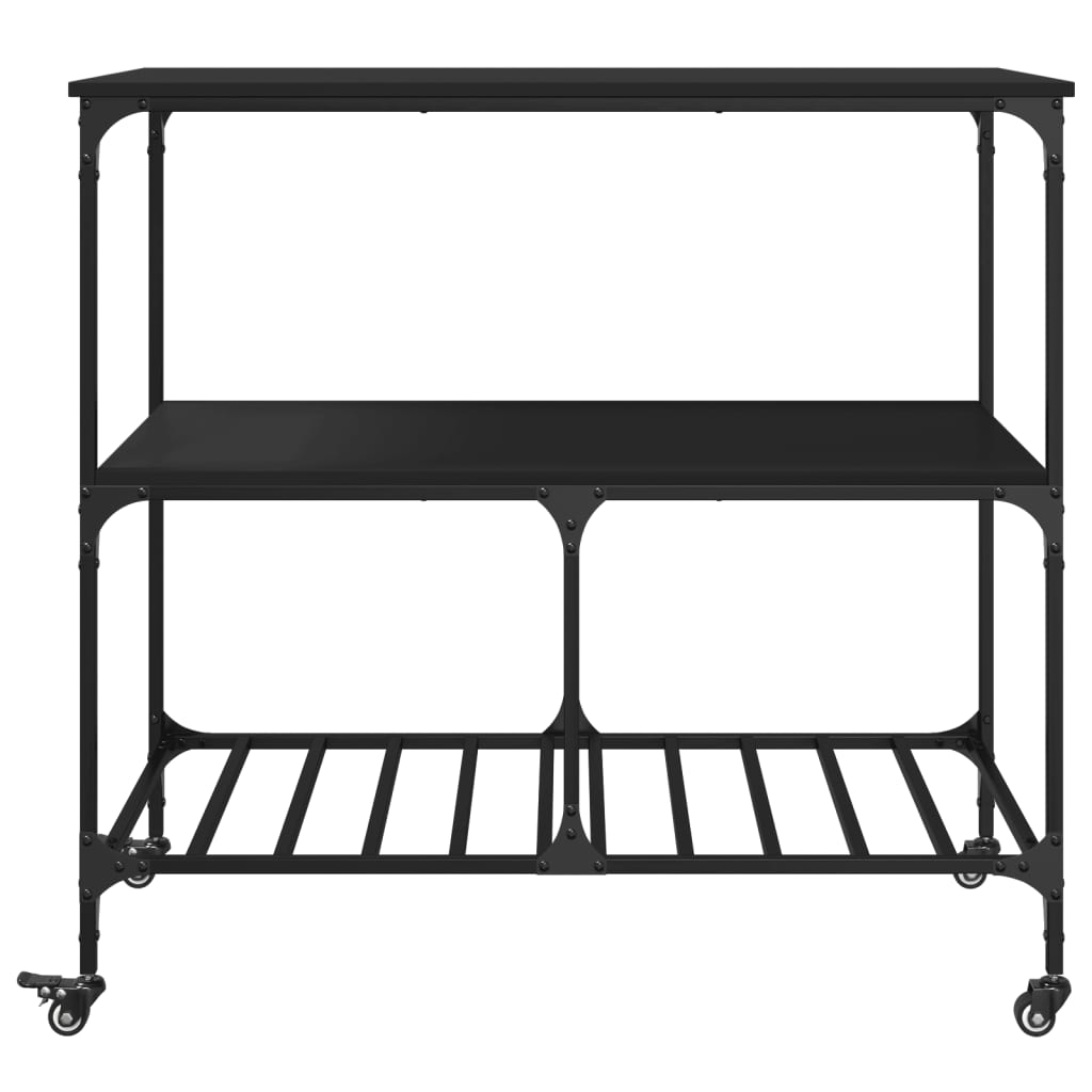 vidaXL Cărucior de bucătărie, negru, 100x50x95 cm, lemn prelucrat vidaXL Cărucior de bucătărie, negru, 100x50x95 cm, lemn prelucrat
