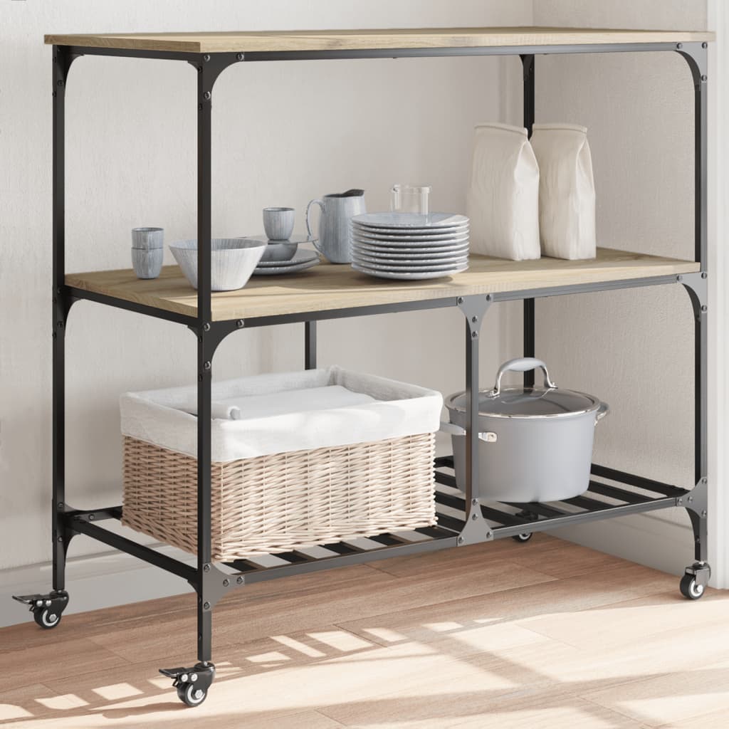 vidaXL Cărucior de bucătărie stejar sonoma 100x50x95 cm lemn prelucrat vidaXL Cărucior de bucătărie stejar sonoma 100x50x95 cm lemn prelucrat