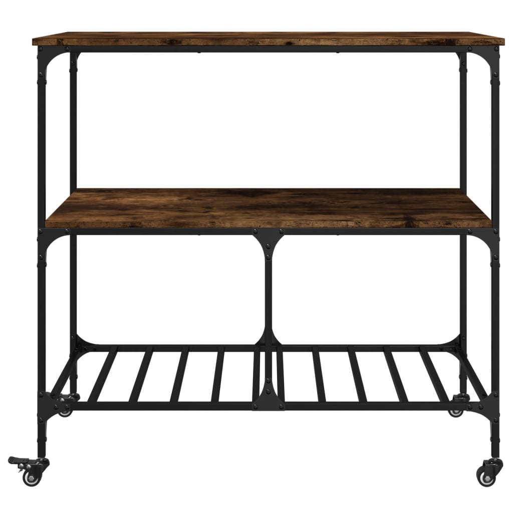vidaXL Cărucior de bucătărie stejar fumuriu 100x50x95cm lemn prelucrat vidaXL Cărucior de bucătărie stejar fumuriu 100x50x95cm lemn prelucrat
