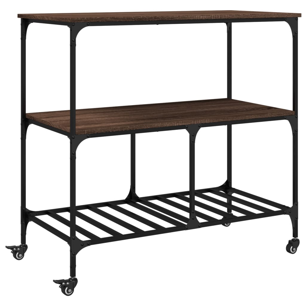 vidaXL Cărucior de bucătărie, stejar maro 100x50x95 cm lemn prelucrat vidaXL Cărucior de bucătărie, stejar maro 100x50x95 cm lemn prelucrat