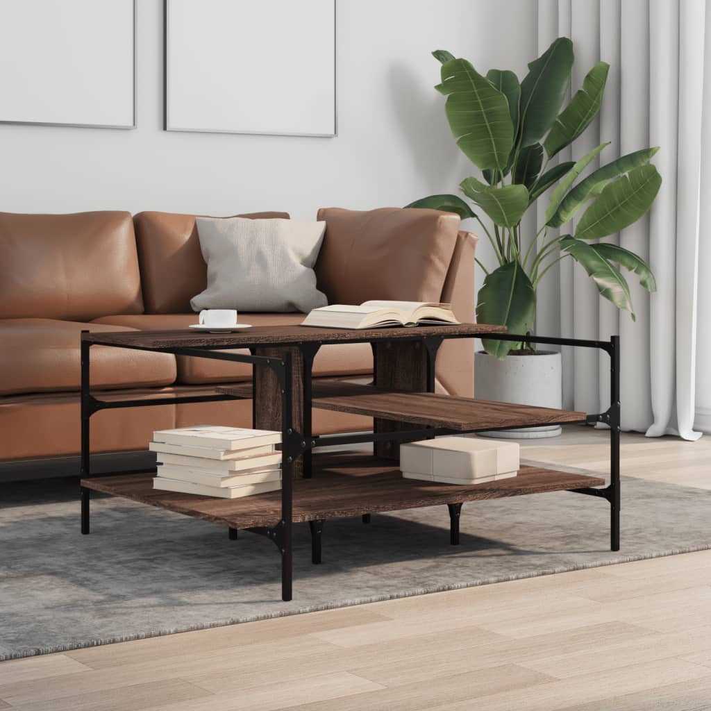 vidaXL Măsuță de cafea, stejar maro, 100x100x48,5cm, lemn prelucrat vidaXL Măsuță de cafea, stejar maro, 100x100x48,5cm, lemn prelucrat