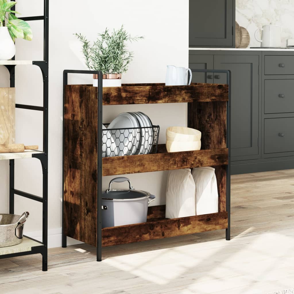 vidaXL Cărucior de bucătărie stejar fumuriu 70x30x82 cm lemn prelucrat vidaXL Cărucior de bucătărie stejar fumuriu 70x30x82 cm lemn prelucrat