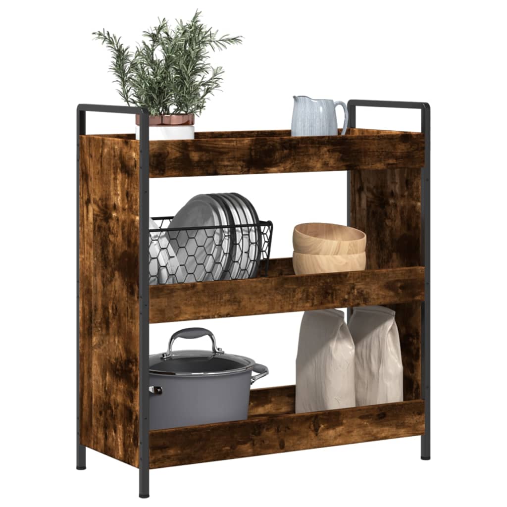 vidaXL Cărucior de bucătărie stejar fumuriu 70x30x82 cm lemn prelucrat vidaXL Cărucior de bucătărie stejar fumuriu 70x30x82 cm lemn prelucrat
