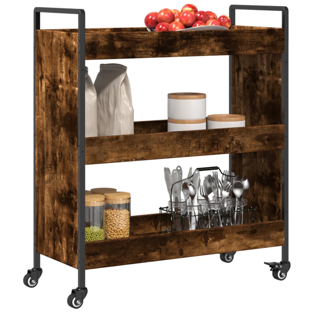 vidaXL Cărucior de bucătărie stejar fumuriu 70x30x82 cm lemn prelucrat vidaXL Cărucior de bucătărie stejar fumuriu 70x30x82 cm lemn prelucrat