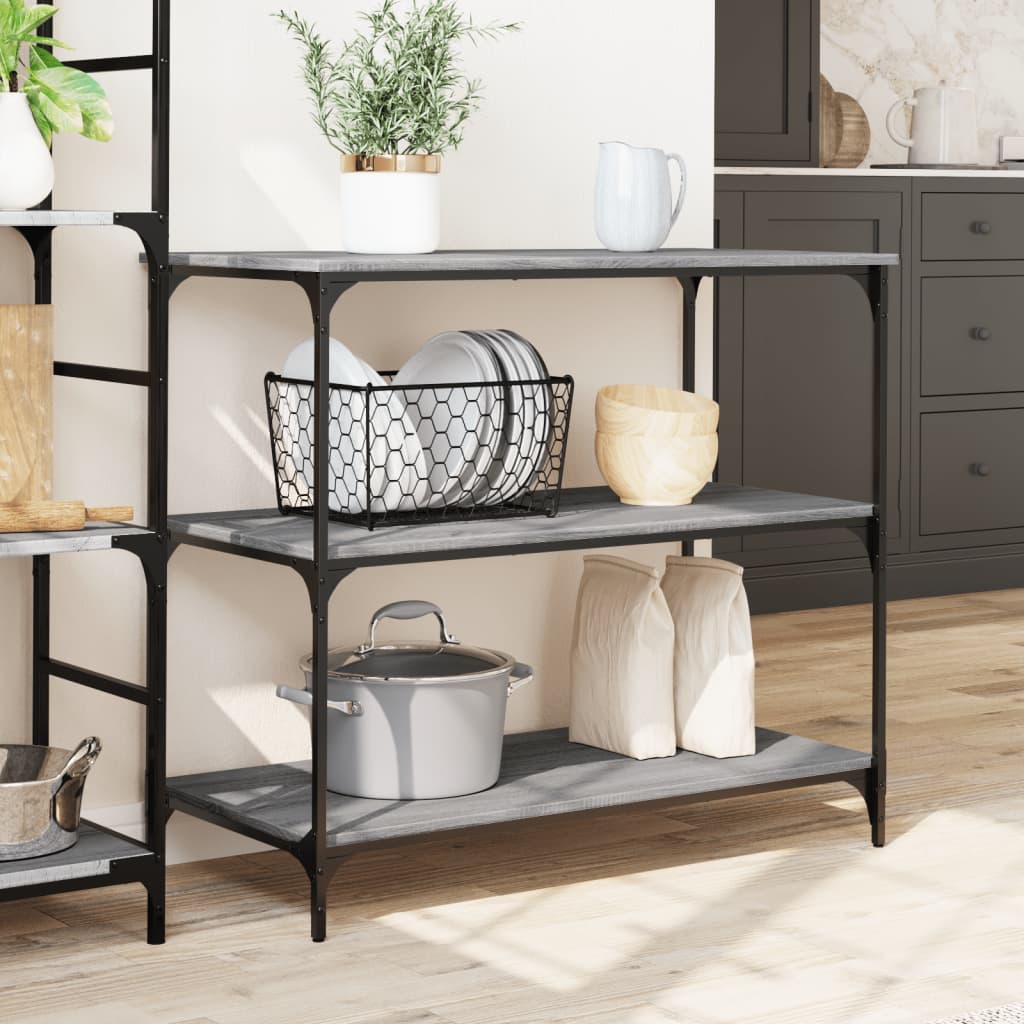 vidaXL Cărucior de bucătărie, gri sonoma 102x50x95 cm lemn prelucrat vidaXL Cărucior de bucătărie, gri sonoma 102x50x95 cm lemn prelucrat
