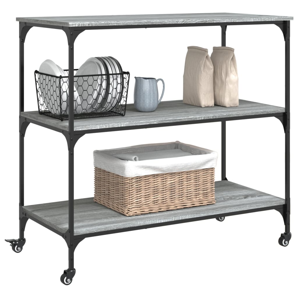 vidaXL Cărucior de bucătărie, gri sonoma 102x50x95 cm lemn prelucrat vidaXL Cărucior de bucătărie, gri sonoma 102x50x95 cm lemn prelucrat