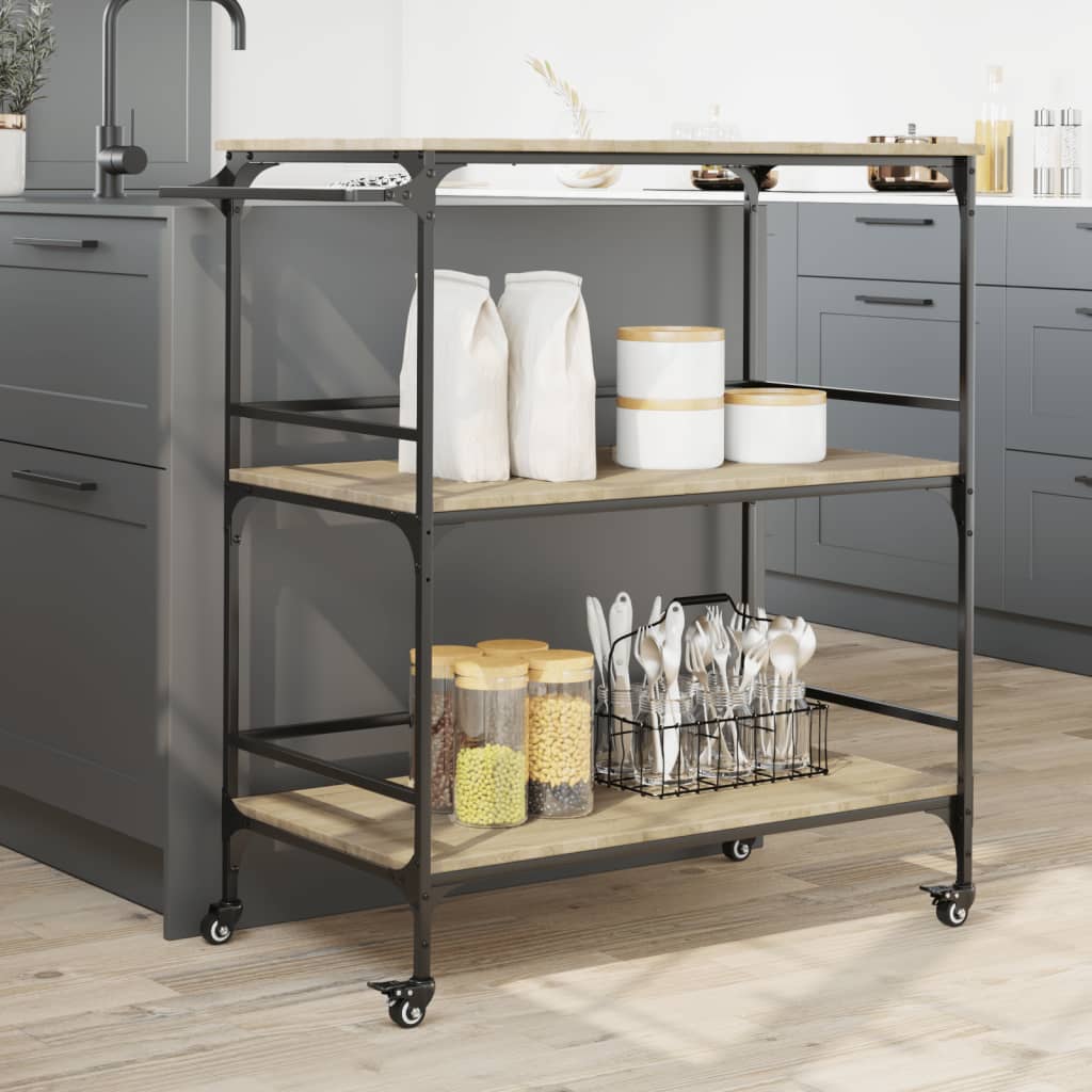 vidaXL Cărucior de bucătărie stejar sonoma 100,5x50x105 cm lemn vidaXL Cărucior de bucătărie stejar sonoma 100,5x50x105 cm lemn