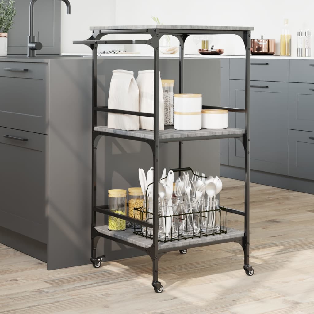 vidaXL Cărucior de bucătărie, gri sonoma 60,5x50x105 cm lemn prelucrat vidaXL Cărucior de bucătărie, gri sonoma 60,5x50x105 cm lemn prelucrat