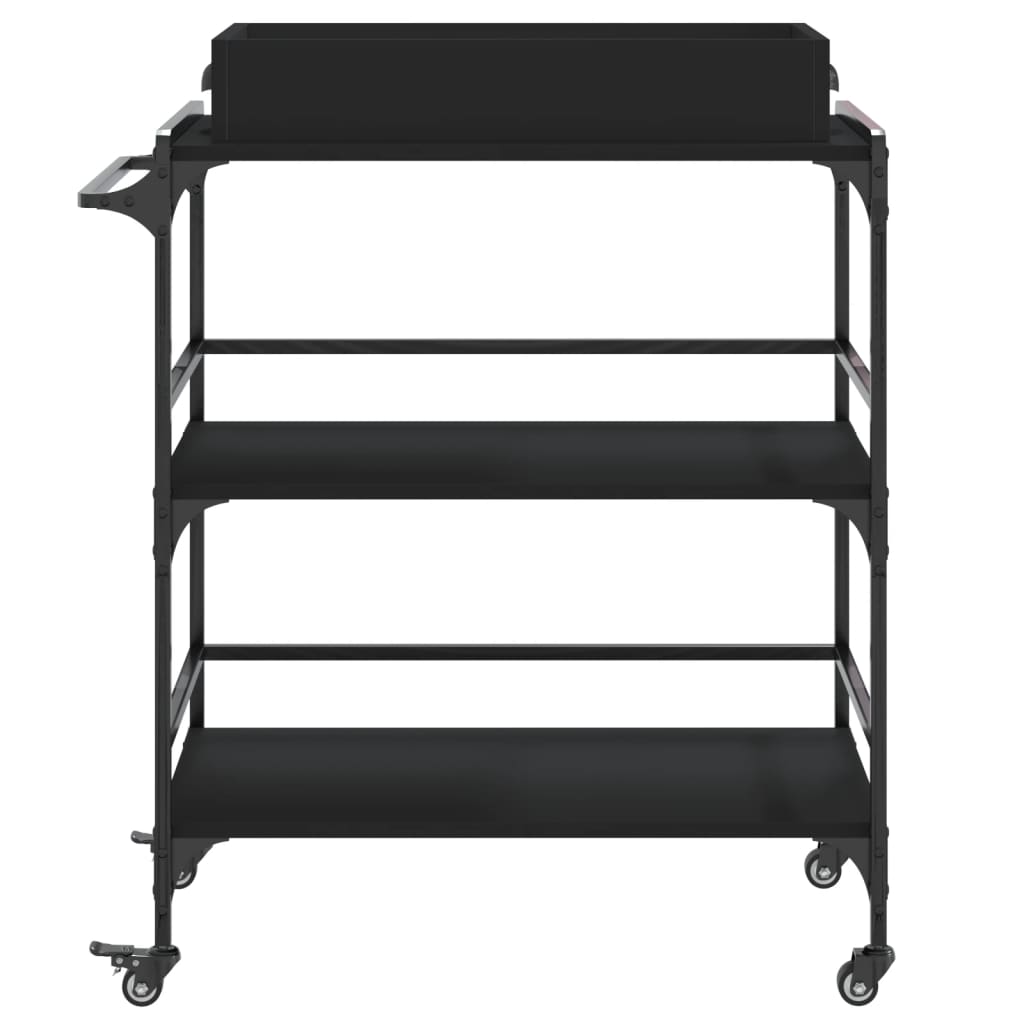 vidaXL Cărucior de bucătărie, negru, 81,5x41x92,5 cm, lemn prelucrat vidaXL Cărucior de bucătărie, negru, 81,5x41x92,5 cm, lemn prelucrat