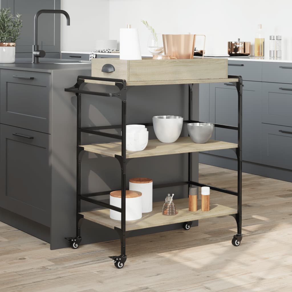 vidaXLCărucior de bucătărie stejar sonoma81,5x41x92,5cm lemn prelucrat vidaXLCărucior de bucătărie stejar sonoma81,5x41x92,5cm lemn prelucrat