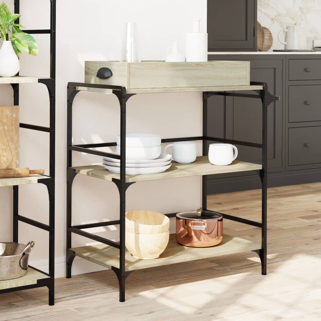 vidaXLCărucior de bucătărie stejar sonoma81,5x41x92,5cm lemn prelucrat vidaXLCărucior de bucătărie stejar sonoma81,5x41x92,5cm lemn prelucrat