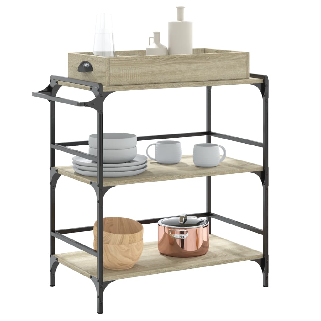vidaXLCărucior de bucătărie stejar sonoma81,5x41x92,5cm lemn prelucrat vidaXLCărucior de bucătărie stejar sonoma81,5x41x92,5cm lemn prelucrat