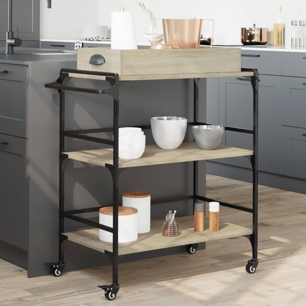 vidaXLCărucior de bucătărie stejar sonoma81,5x41x92,5cm lemn prelucrat vidaXLCărucior de bucătărie stejar sonoma81,5x41x92,5cm lemn prelucrat