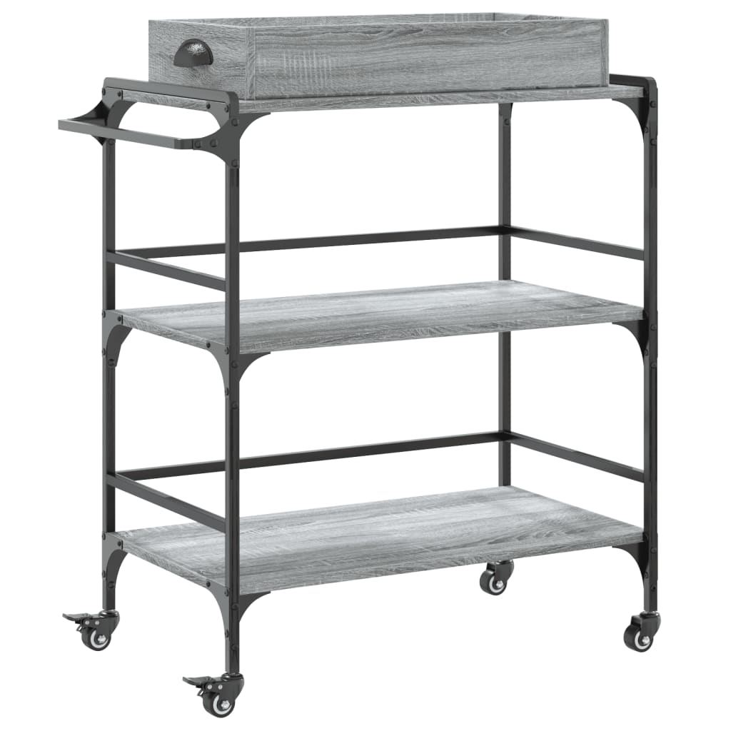vidaXL Cărucior de bucătărie, gri sonoma 81,5x41x92,5cm lemn prelucrat vidaXL Cărucior de bucătărie, gri sonoma 81,5x41x92,5cm lemn prelucrat