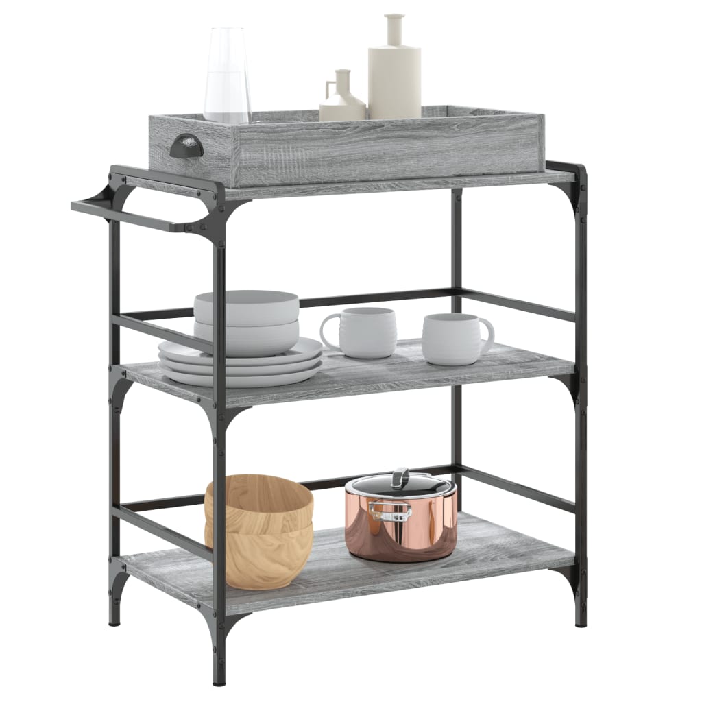 vidaXL Cărucior de bucătărie, gri sonoma 81,5x41x92,5cm lemn prelucrat vidaXL Cărucior de bucătărie, gri sonoma 81,5x41x92,5cm lemn prelucrat