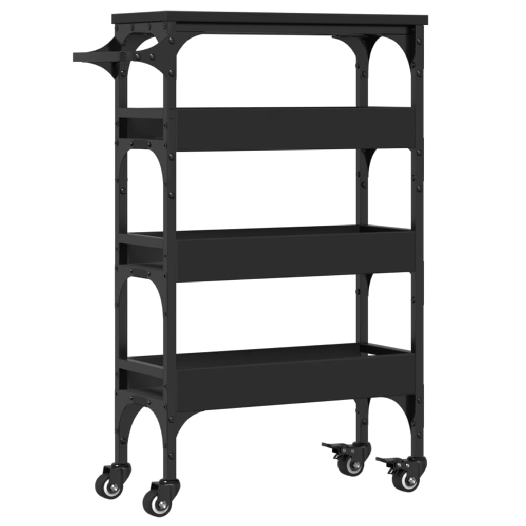 vidaXL Cărucior de bucătărie, negru, 53x20x76 cm, lemn prelucrat vidaXL Cărucior de bucătărie, negru, 53x20x76 cm, lemn prelucrat