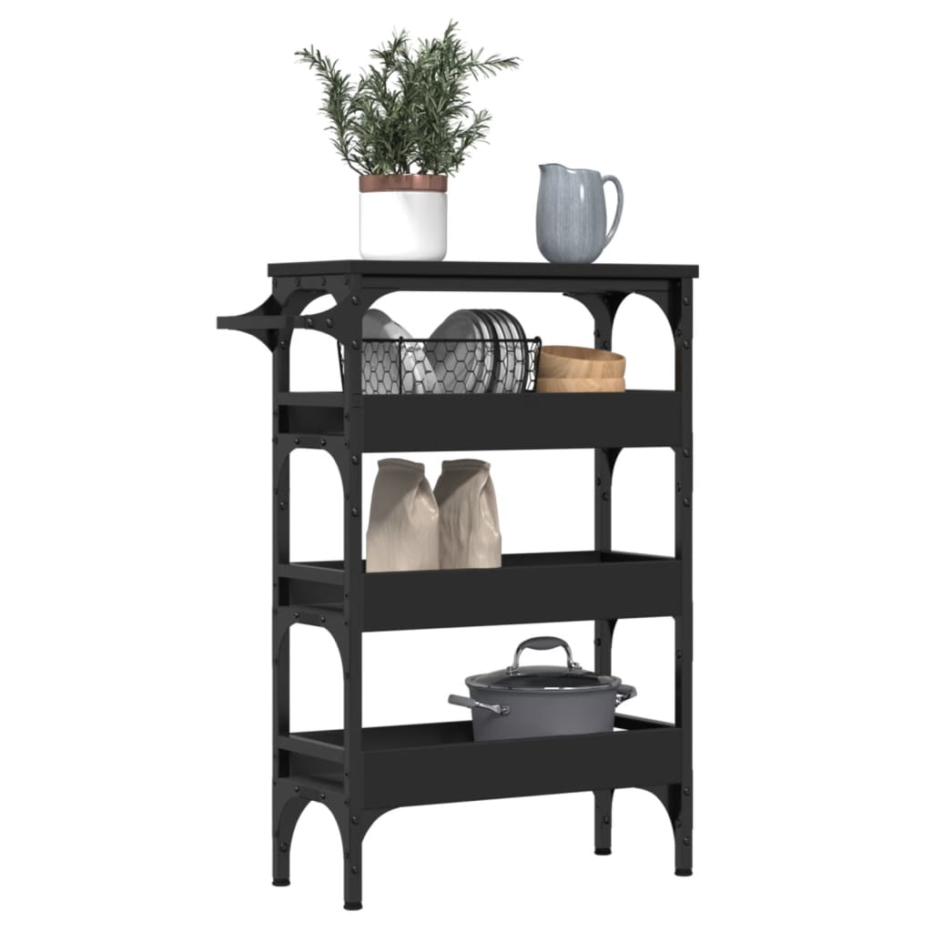 vidaXL Cărucior de bucătărie, negru, 53x20x76 cm, lemn prelucrat vidaXL Cărucior de bucătărie, negru, 53x20x76 cm, lemn prelucrat