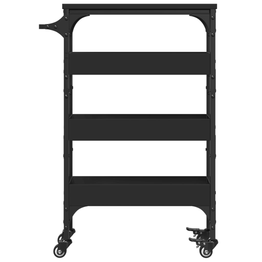 vidaXL Cărucior de bucătărie, negru, 53x20x76 cm, lemn prelucrat vidaXL Cărucior de bucătărie, negru, 53x20x76 cm, lemn prelucrat
