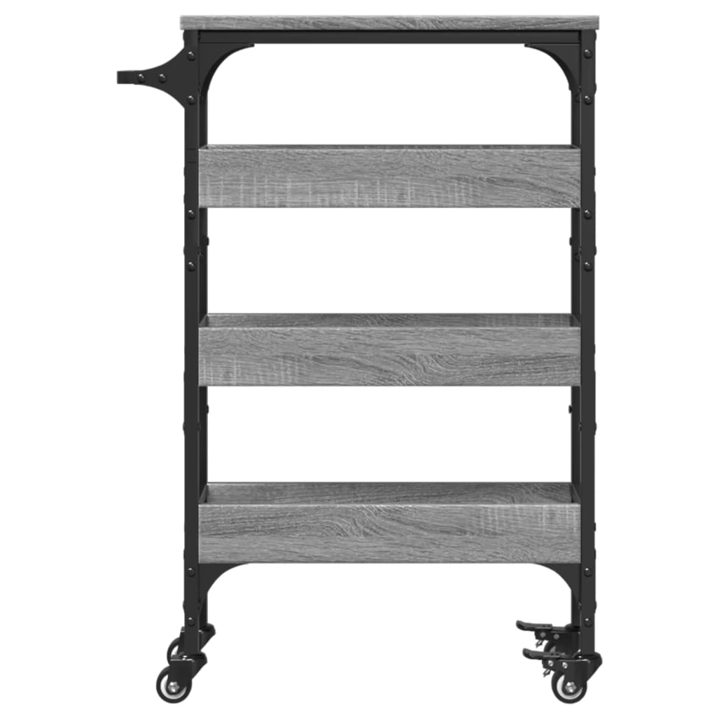 vidaXL Cărucior de bucătărie, gri sonoma, 53x20x76 cm, lemn prelucrat vidaXL Cărucior de bucătărie, gri sonoma, 53x20x76 cm, lemn prelucrat