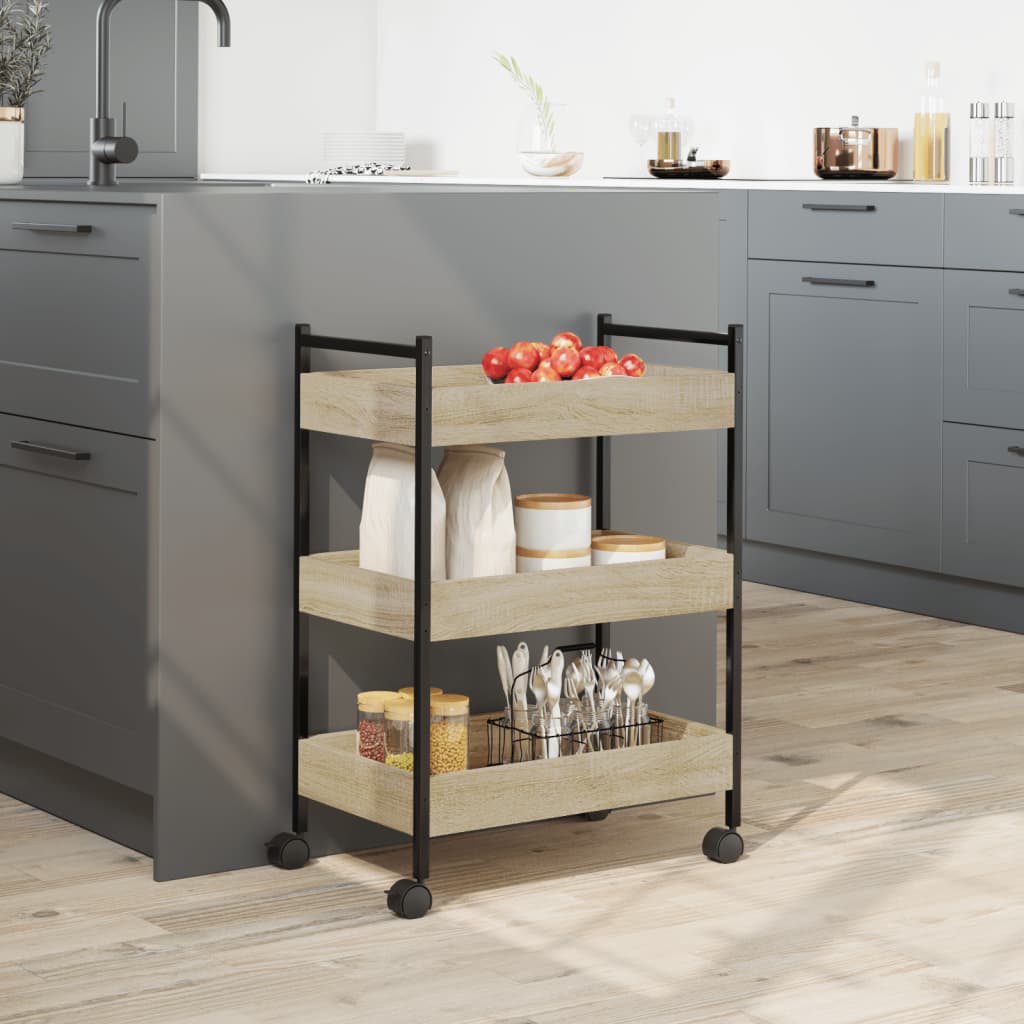 vidaXL Cărucior de bucătărie stejar sonoma 50x30x70 cm lemn prelucrat vidaXL Cărucior de bucătărie stejar sonoma 50x30x70 cm lemn prelucrat