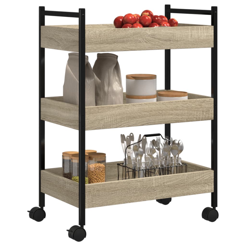 vidaXL Cărucior de bucătărie stejar sonoma 50x30x70 cm lemn prelucrat vidaXL Cărucior de bucătărie stejar sonoma 50x30x70 cm lemn prelucrat