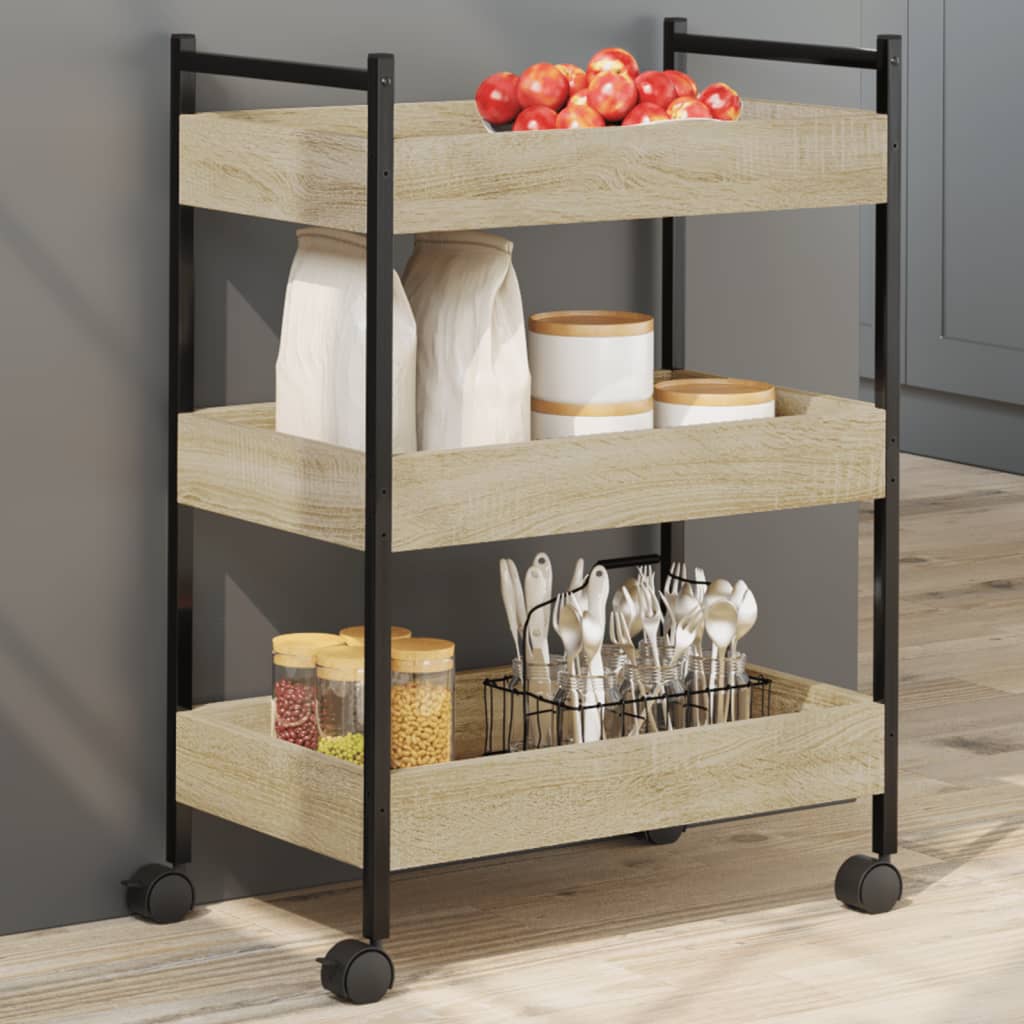 vidaXL Cărucior de bucătărie stejar sonoma 50x30x70 cm lemn prelucrat vidaXL Cărucior de bucătărie stejar sonoma 50x30x70 cm lemn prelucrat