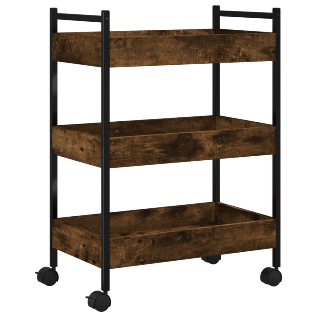 vidaXL Cărucior de bucătărie stejar fumuriu 50x30x70 cm lemn prelucrat vidaXL Cărucior de bucătărie stejar fumuriu 50x30x70 cm lemn prelucrat