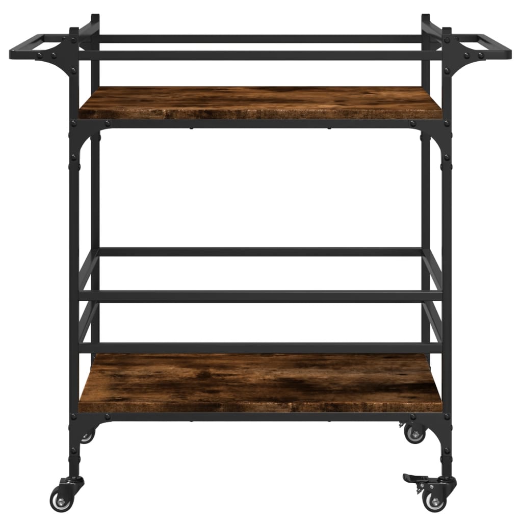 vidaXLCărucior de bucătărie stejar fumuriu 82x40x78,5cm lemn prelucrat vidaXLCărucior de bucătărie stejar fumuriu 82x40x78,5cm lemn prelucrat
