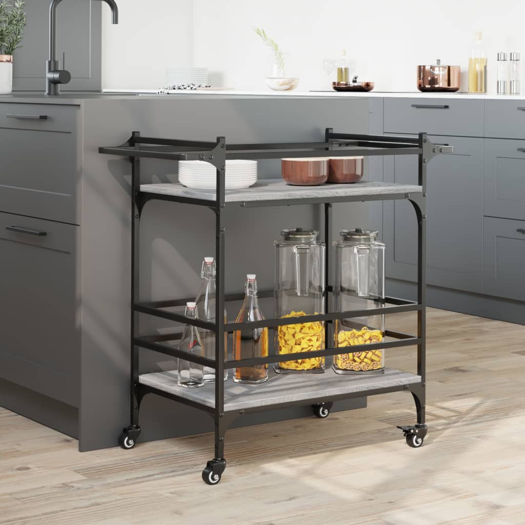vidaXL Cărucior de bucătărie, gri sonoma, 82x40x78,5cm, lemn prelucrat vidaXL Cărucior de bucătărie, gri sonoma, 82x40x78,5cm, lemn prelucrat