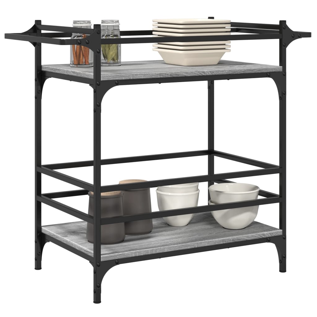 vidaXL Cărucior de bucătărie, gri sonoma, 82x40x78,5cm, lemn prelucrat vidaXL Cărucior de bucătărie, gri sonoma, 82x40x78,5cm, lemn prelucrat