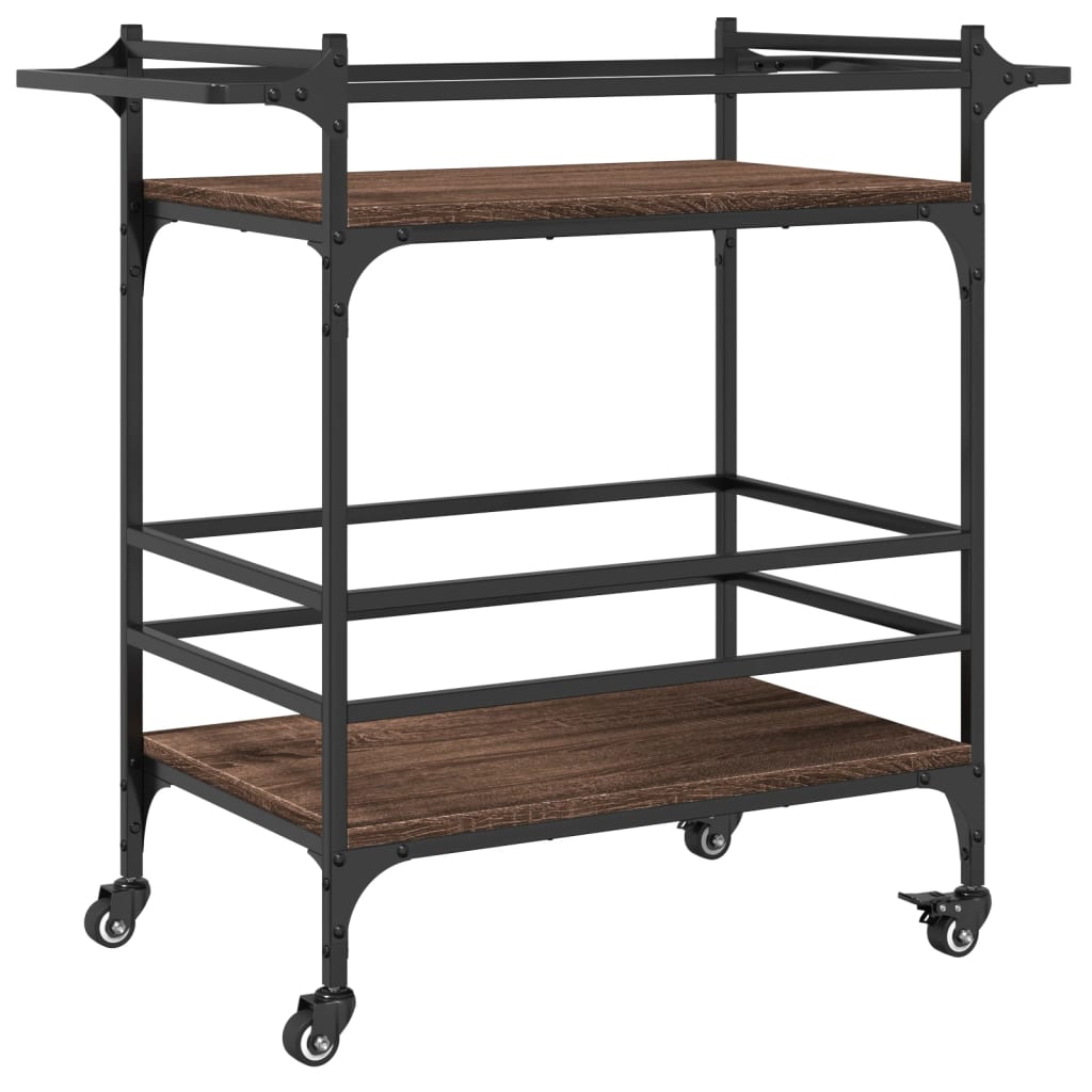 vidaXL Cărucior de bucătărie, stejar maro 82x40x78,5 cm lemn prelucrat vidaXL Cărucior de bucătărie, stejar maro 82x40x78,5 cm lemn prelucrat