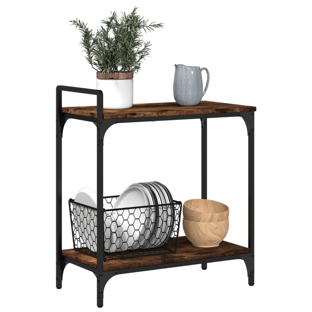 vidaXLCărucior de bucătărie stejar fumuriu60,5x31x72,5cm lemnprelucrat vidaXLCărucior de bucătărie stejar fumuriu60,5x31x72,5cm lemnprelucrat