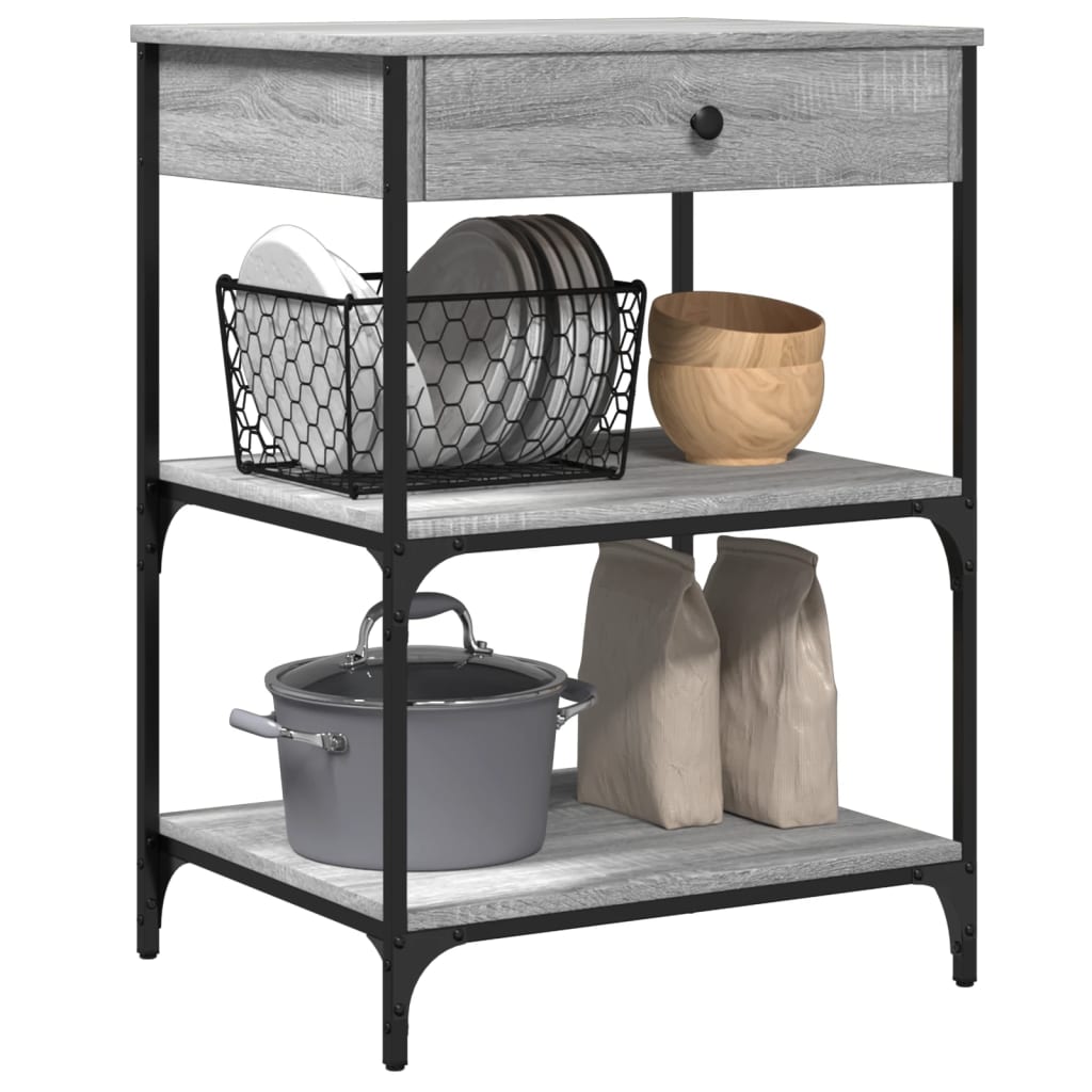 vidaXL Cărucior de bucătărie, gri sonoma, 60x48x89,5cm, lemn prelucrat vidaXL Cărucior de bucătărie, gri sonoma, 60x48x89,5cm, lemn prelucrat